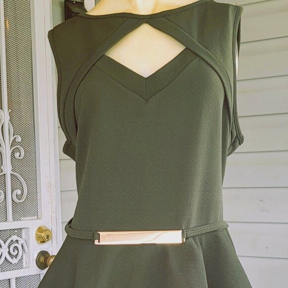 MINNETTE ARMY GREEN DRESS - Picture 1 of 5